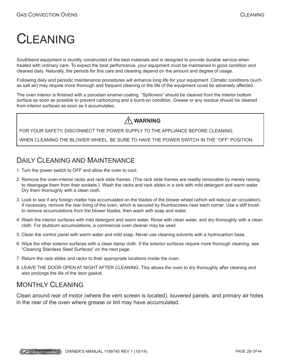 Leaning | Southbend SL-Series User Manual | Page 29 / 44