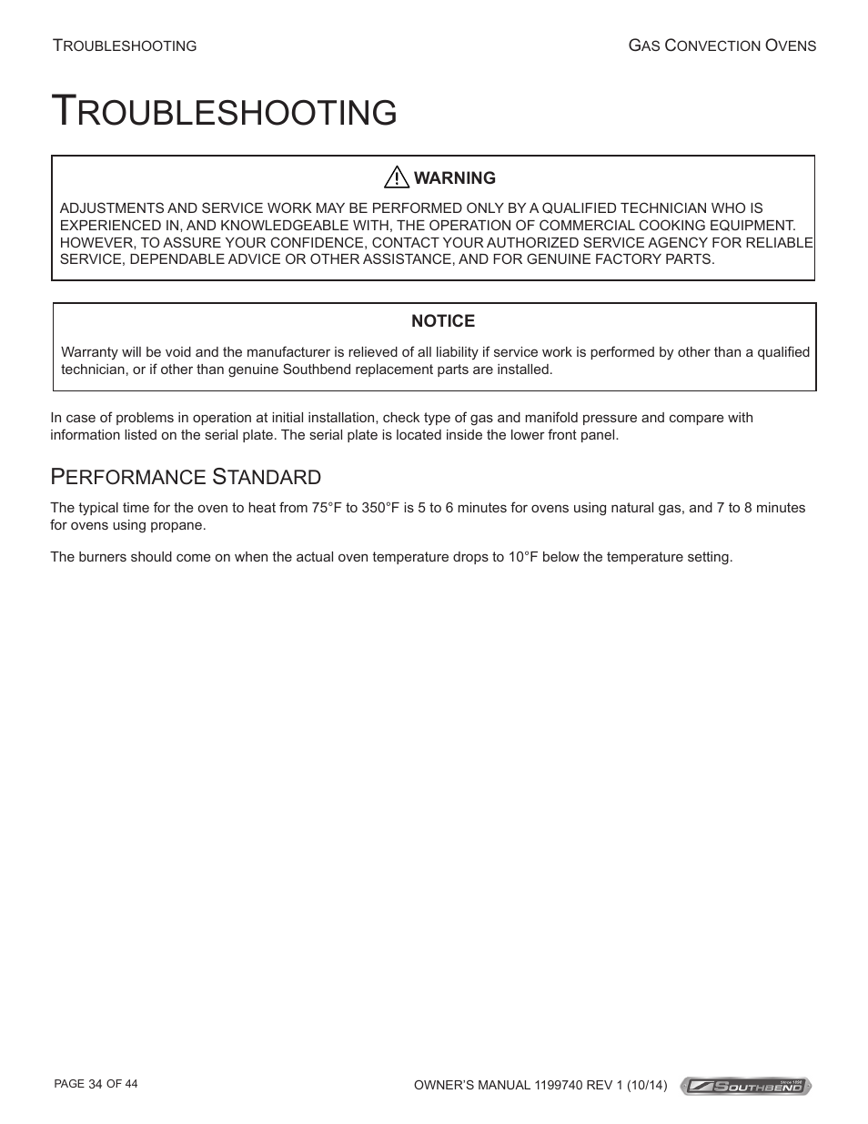 Roubleshooting | Southbend SL-Series User Manual | Page 34 / 44