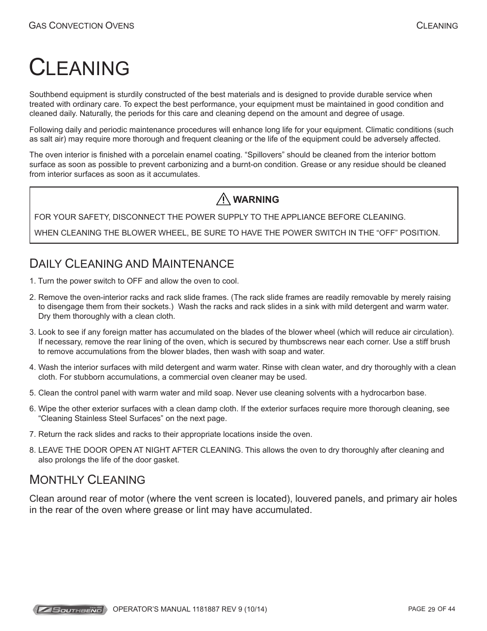 Leaning | Southbend B-Series User Manual | Page 29 / 44