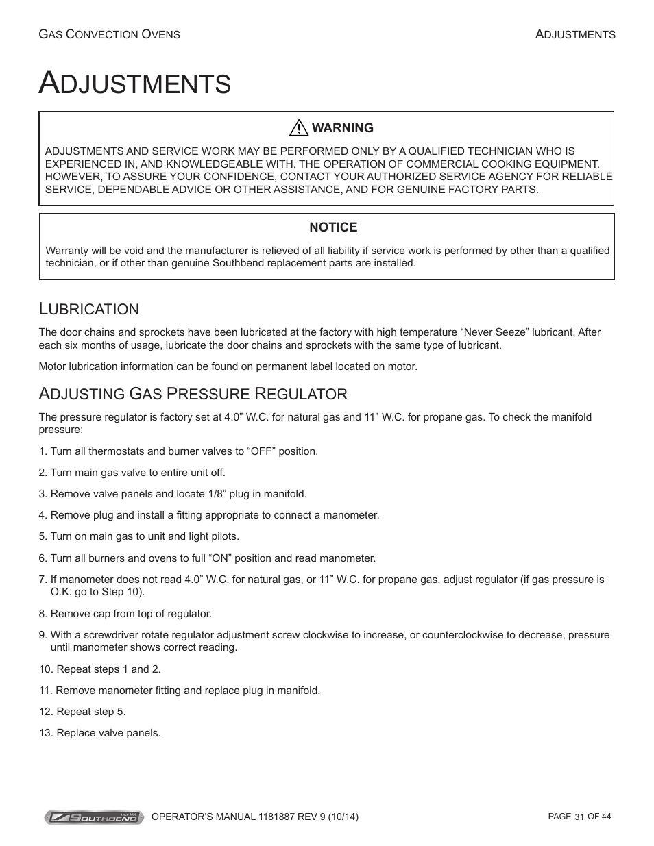 Djustments | Southbend B-Series User Manual | Page 31 / 44