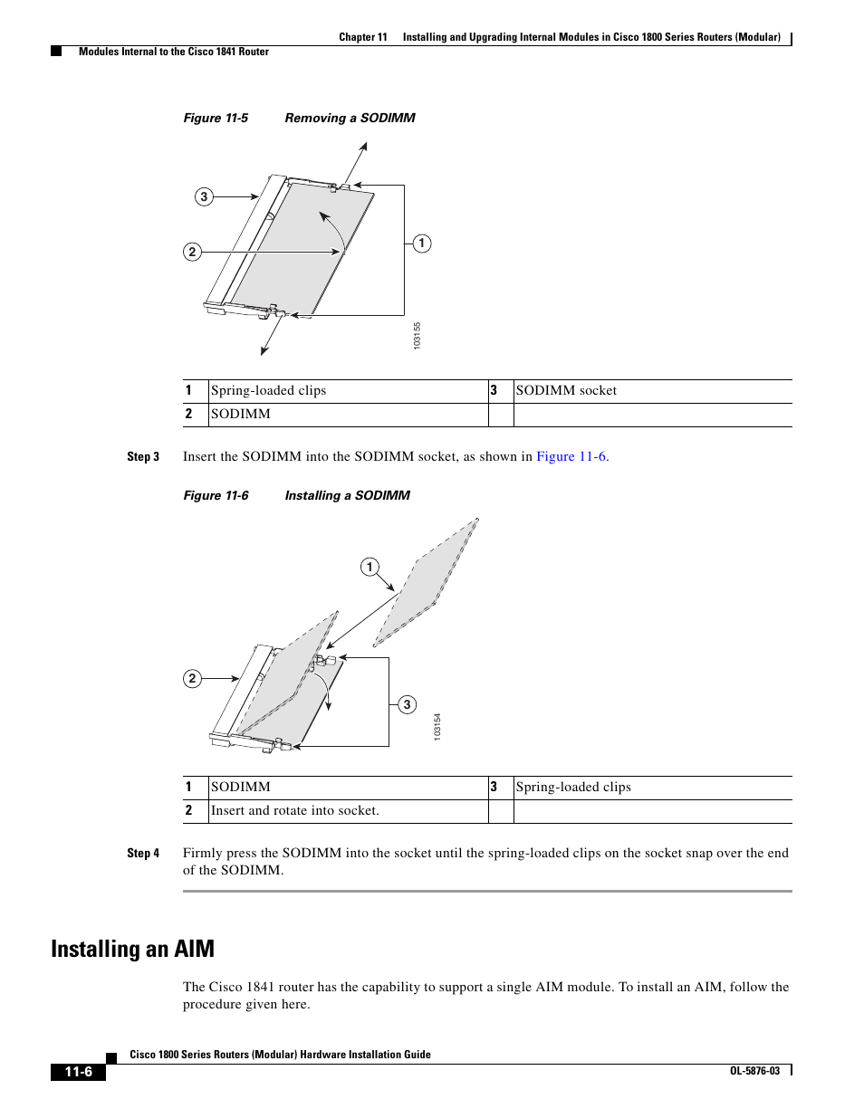 Installing an aim | Cisco 1800 Series User Manual | Page 6 / 12