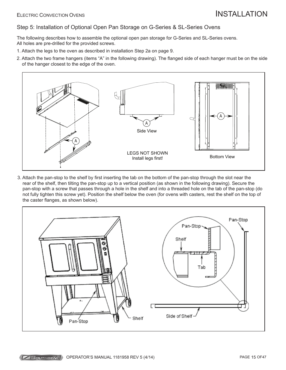 Nstallation | Southbend SL-Series User Manual | Page 15 / 47