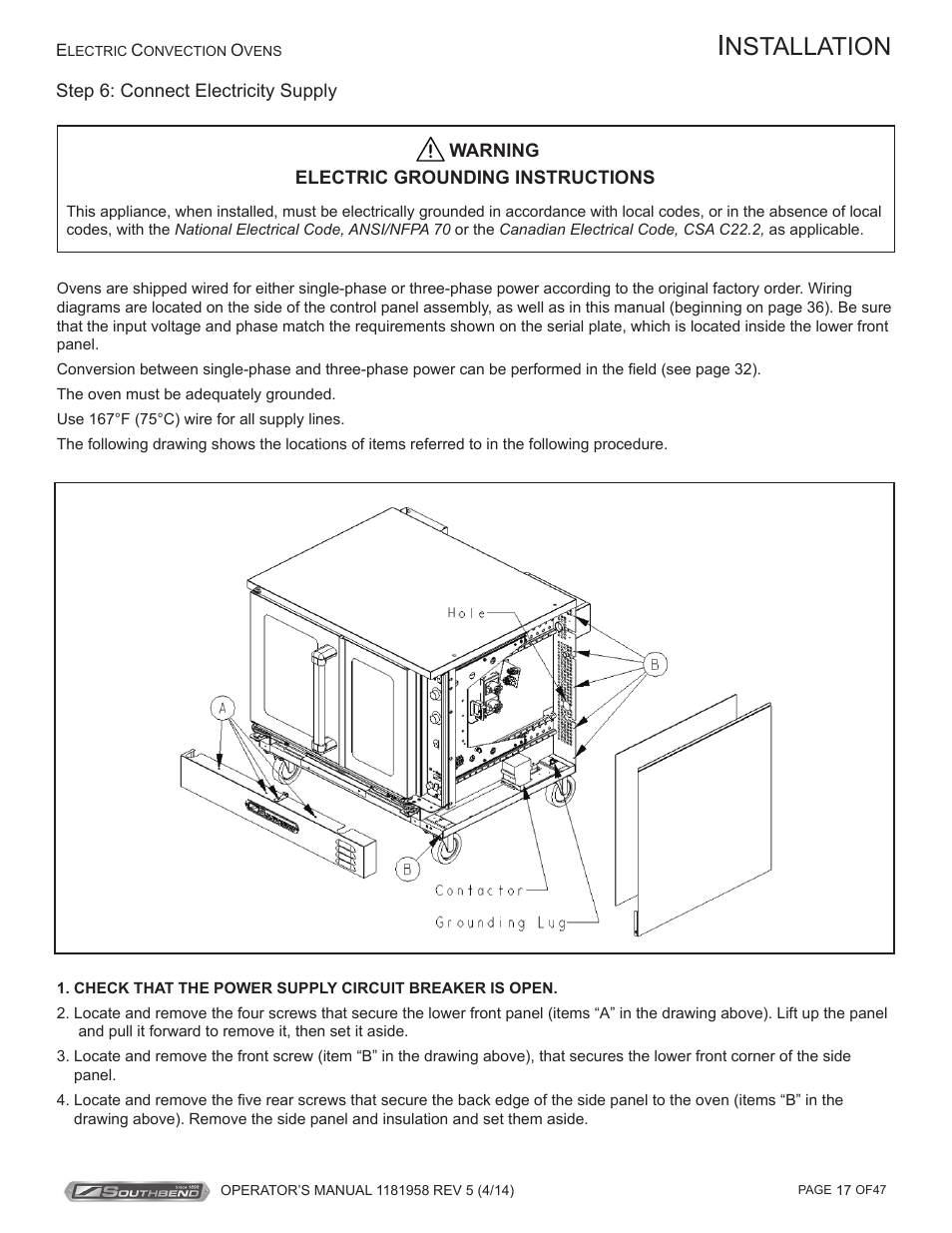 Nstallation | Southbend SL-Series User Manual | Page 17 / 47