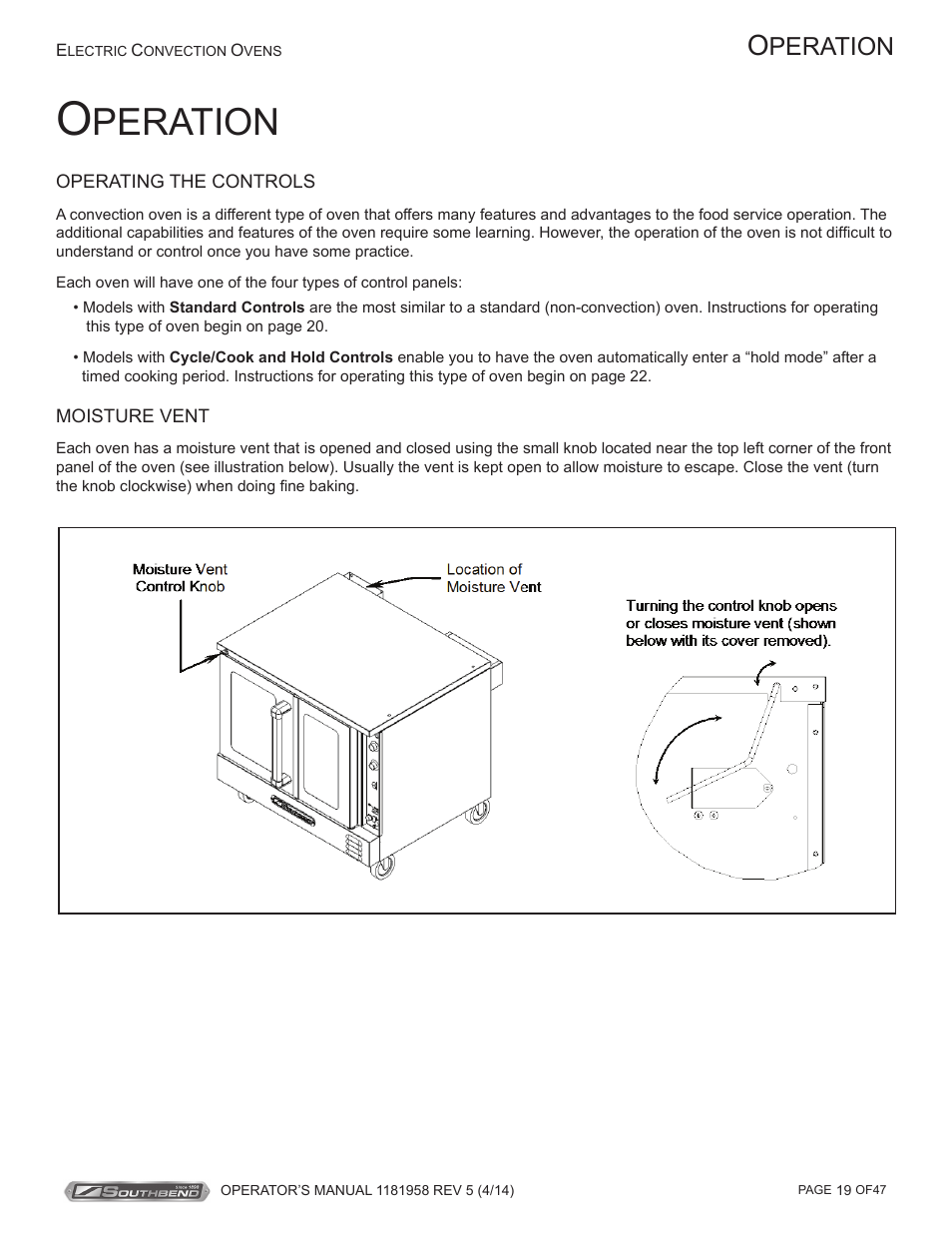 Peration | Southbend SL-Series User Manual | Page 19 / 47