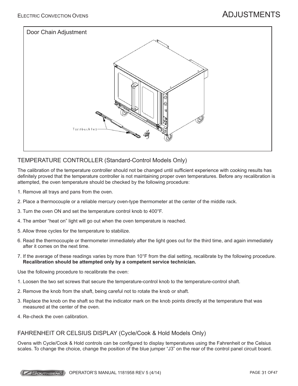 Djustments | Southbend SL-Series User Manual | Page 31 / 47