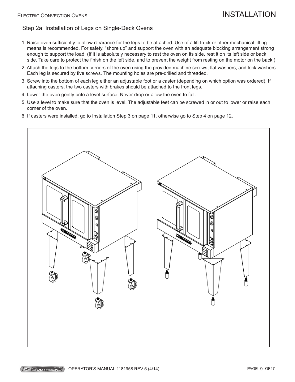 Nstallation | Southbend SL-Series User Manual | Page 9 / 47