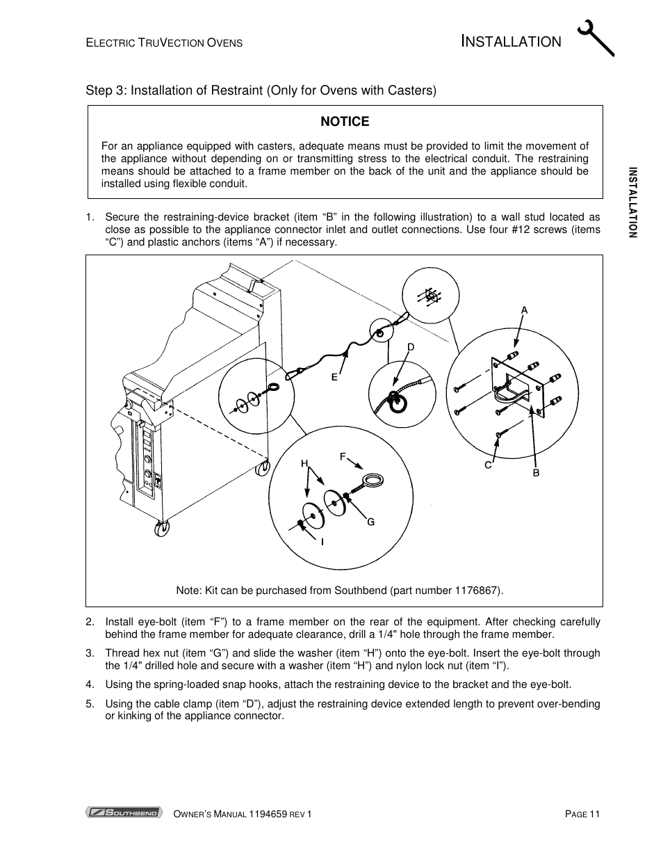 Nstallation | Southbend TVES-30SC User Manual | Page 11 / 37