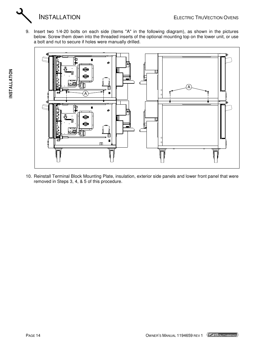 Nstallation | Southbend TVES-30SC User Manual | Page 14 / 37