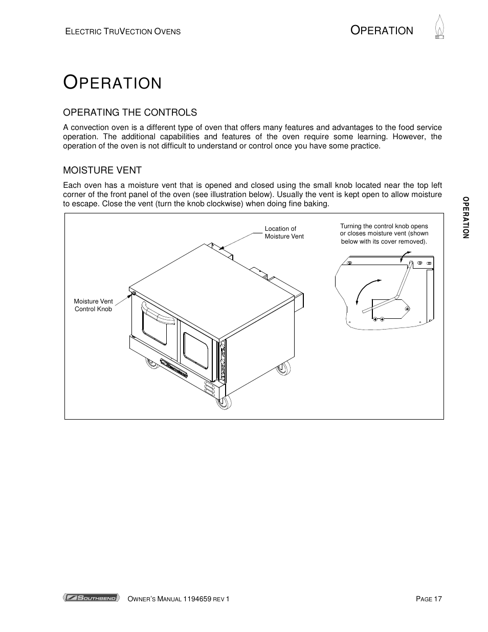 Peration | Southbend TVES-30SC User Manual | Page 17 / 37