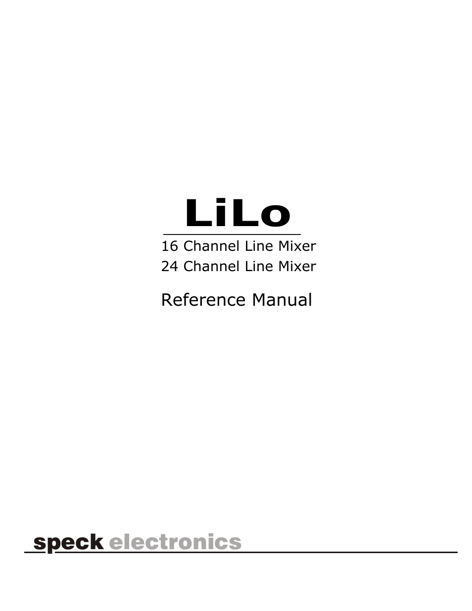 Speck Electronics LiLo User Manual | 38 pages