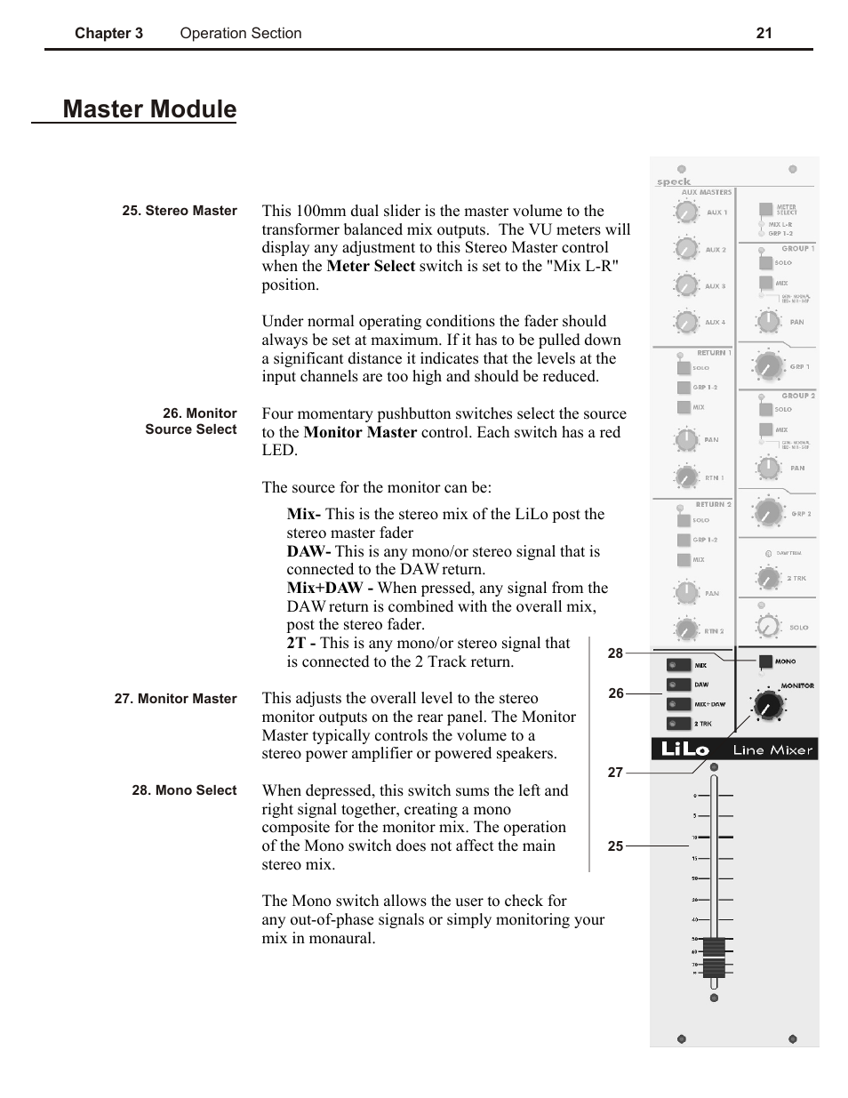 Ch 3, Master module | Speck Electronics LiLo User Manual | Page 25 / 38