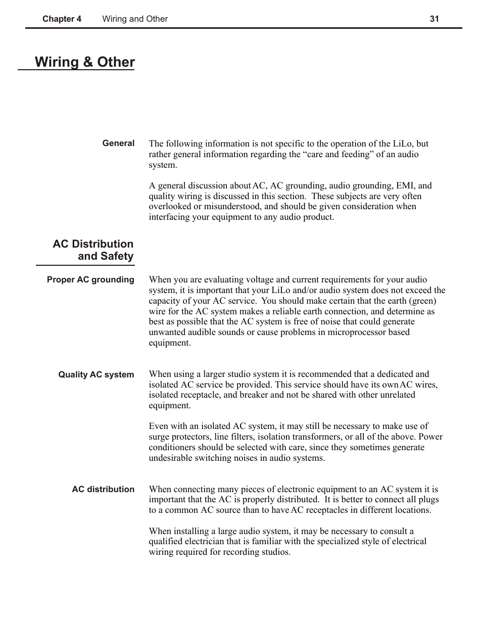 Ch 4, Wiring & other | Speck Electronics LiLo User Manual | Page 35 / 38