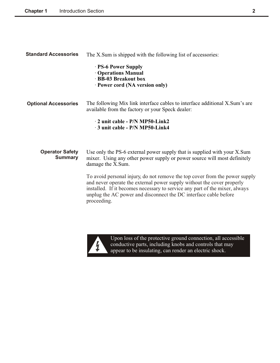 Ch 1 | Speck Electronics X.Sum User Manual | Page 6 / 26