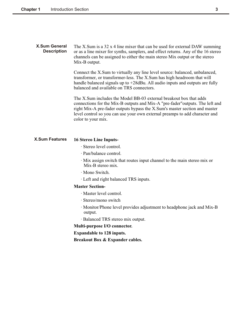 Ch 1 | Speck Electronics X.Sum User Manual | Page 7 / 26