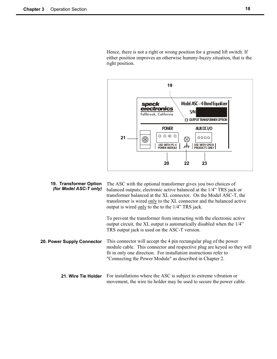Speck electronics | Speck Electronics ASC User Manual | Page 22 / 27