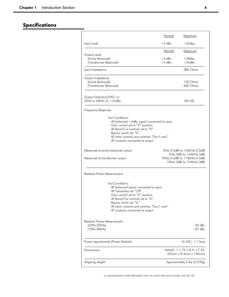 Specifications | Speck Electronics ASC User Manual | Page 8 / 27