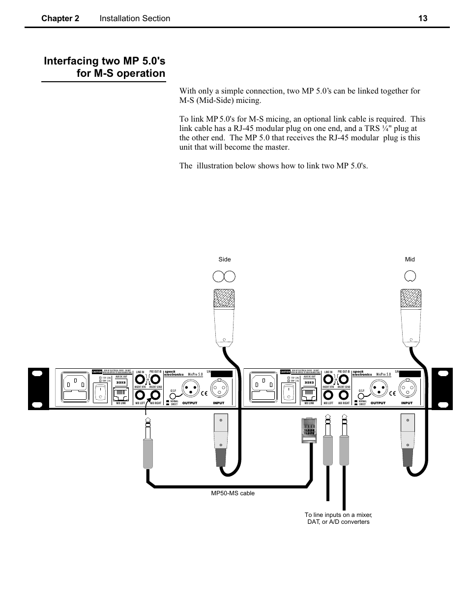 Interfacing two mp 5.0's for m-s operation | Speck Electronics MicPre 5.0 User Manual | Page 19 / 35