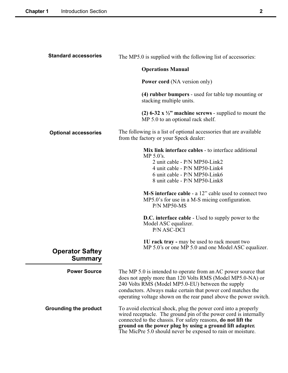Ch 1 | Speck Electronics MicPre 5.0 User Manual | Page 8 / 35