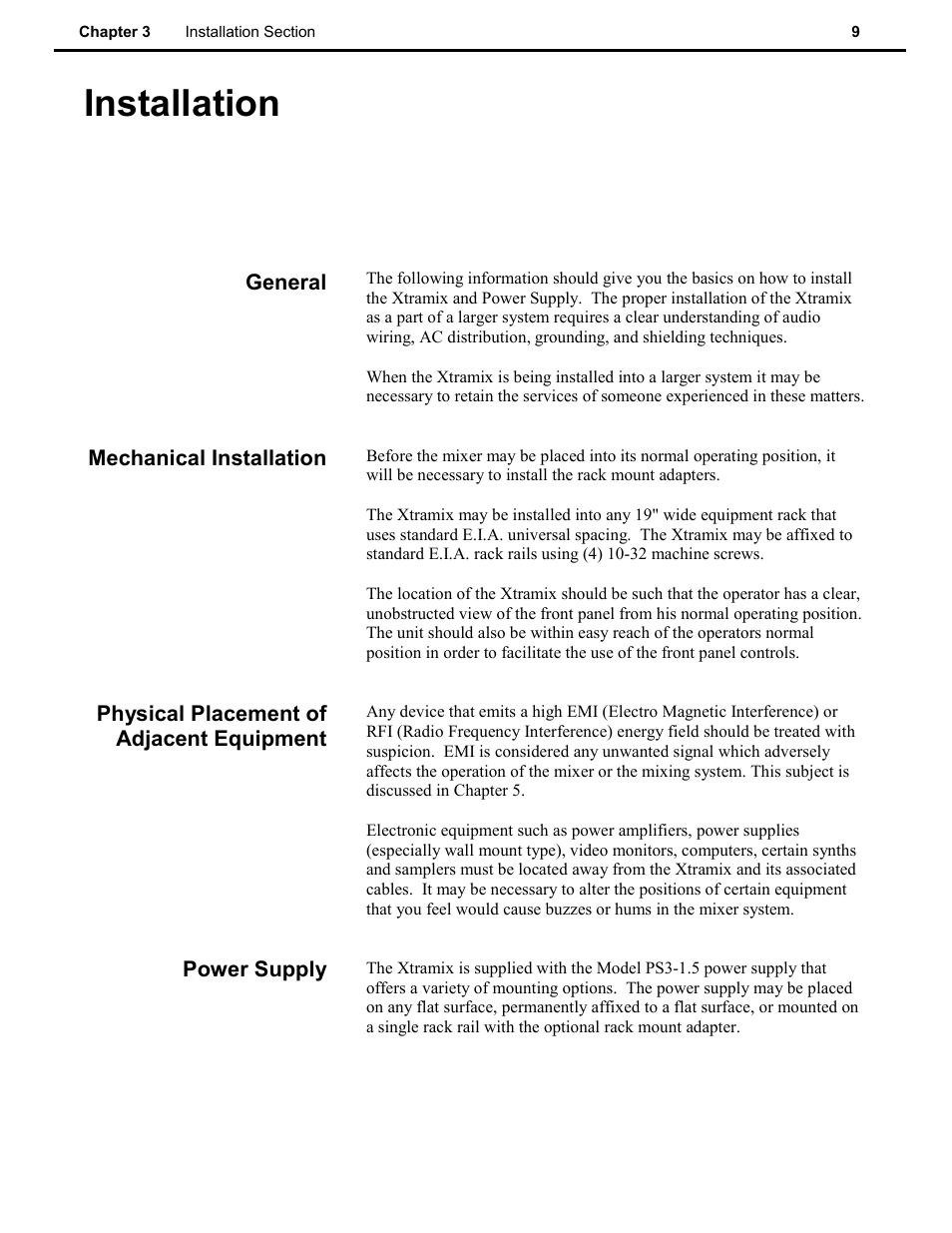 Installation | Speck Electronics Xtramix User Manual | Page 14 / 56