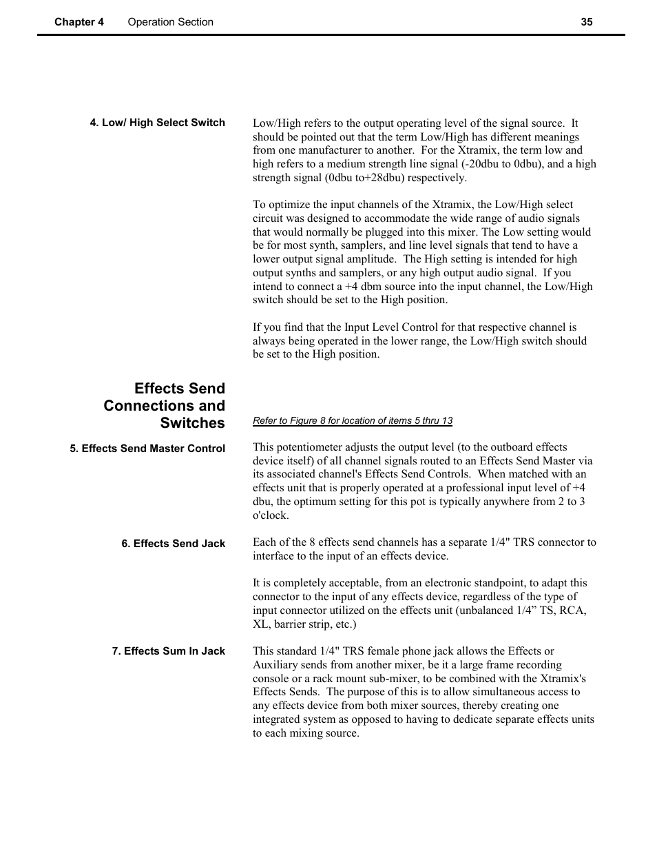 Effects send connections and switches | Speck Electronics Xtramix User Manual | Page 40 / 56