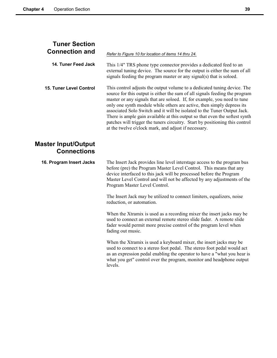 Master input/output connections | Speck Electronics Xtramix User Manual | Page 44 / 56