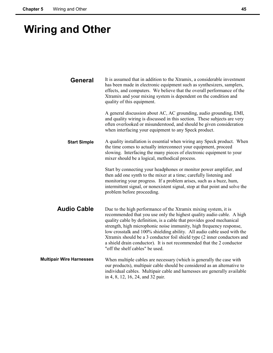 Wiring and other | Speck Electronics Xtramix User Manual | Page 50 / 56