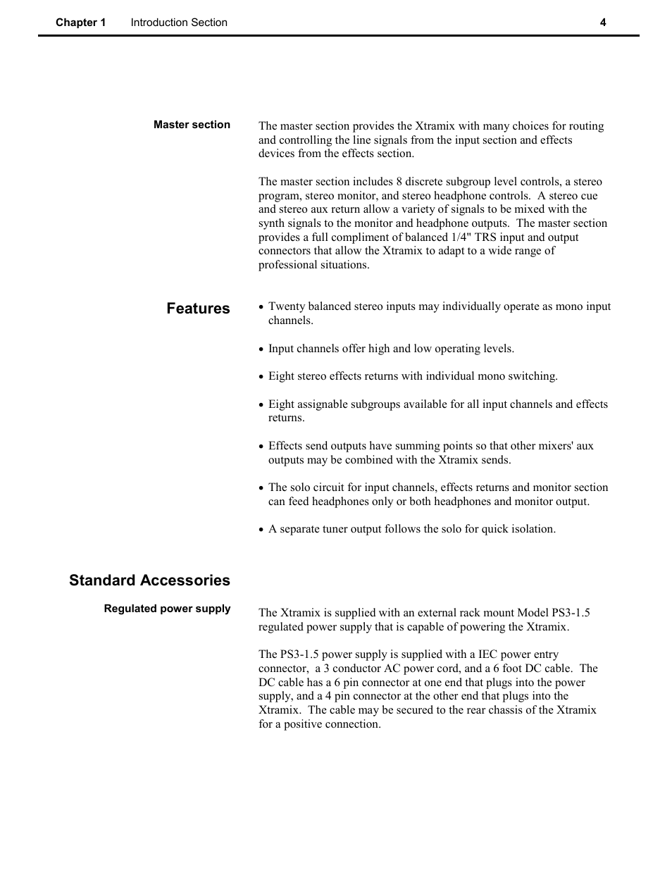 Features standard accessories | Speck Electronics Xtramix User Manual | Page 9 / 56