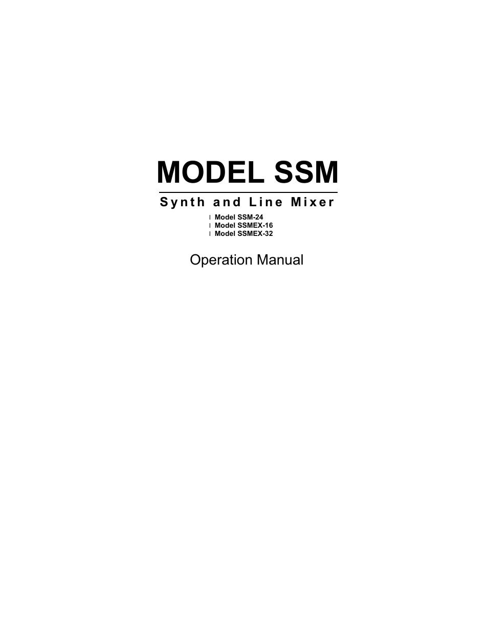Speck Electronics SSM User Manual | 61 pages