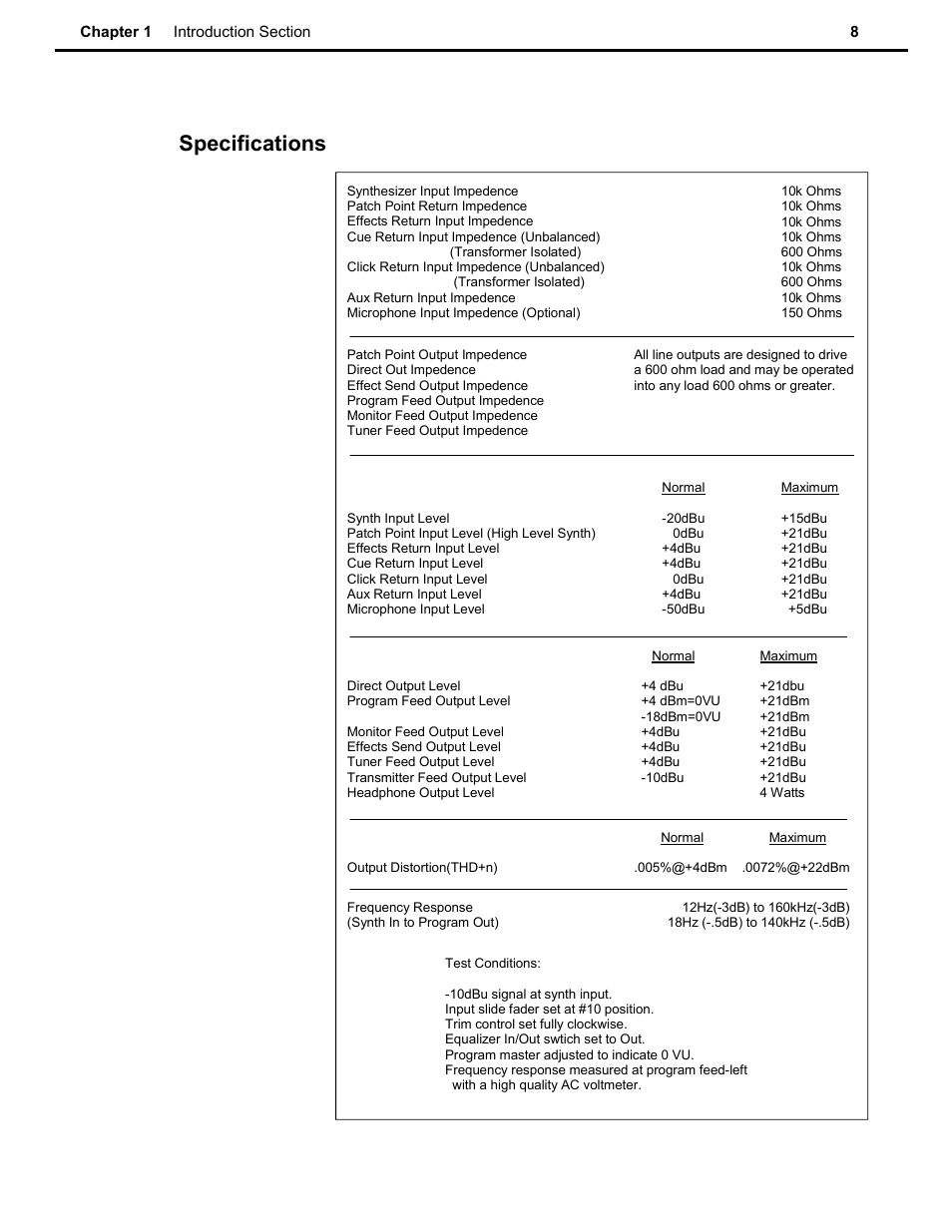 Specifications | Speck Electronics SSM User Manual | Page 13 / 61