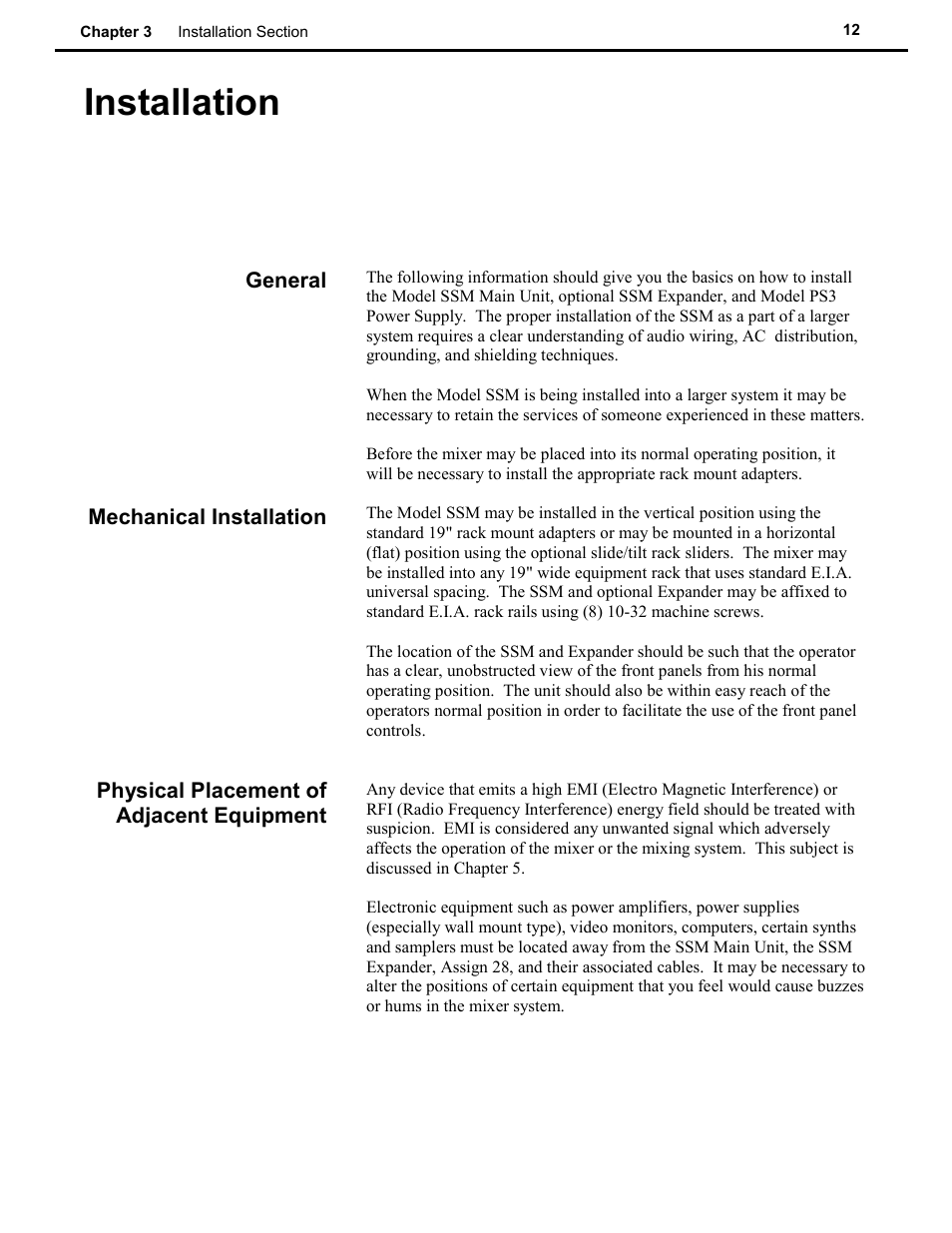 Installation | Speck Electronics SSM User Manual | Page 17 / 61