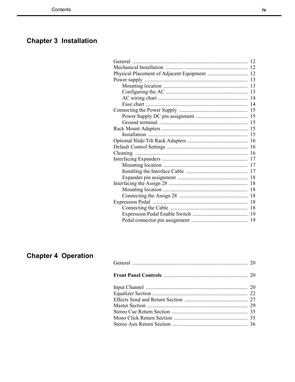 Chapter 4 operation chapter 3 installation | Speck Electronics SSM User Manual | Page 4 / 61