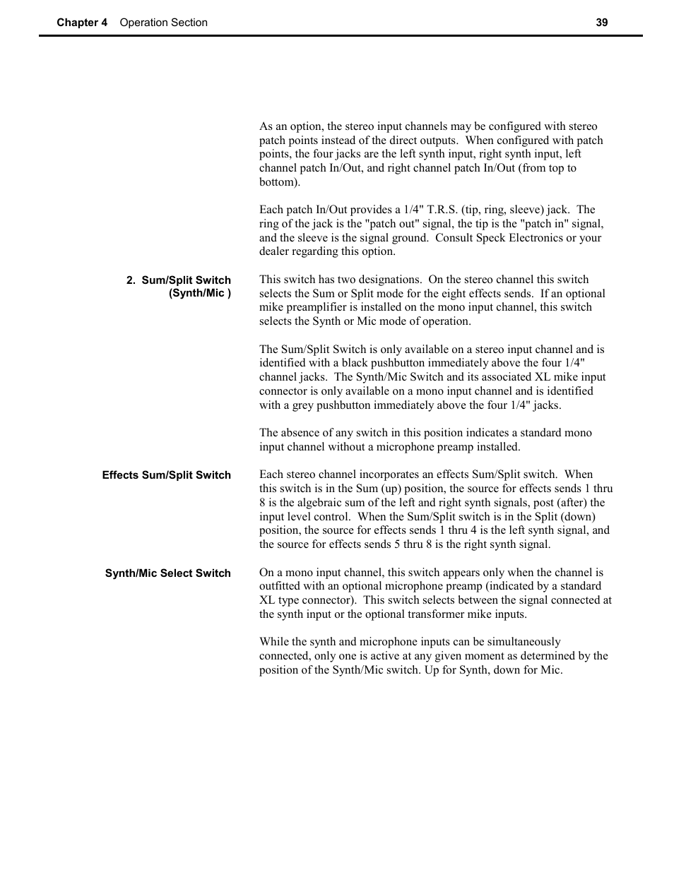 Speck Electronics SSM User Manual | Page 44 / 61