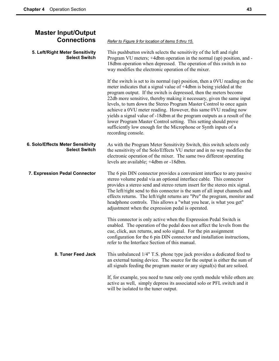 Master input/output connections | Speck Electronics SSM User Manual | Page 48 / 61