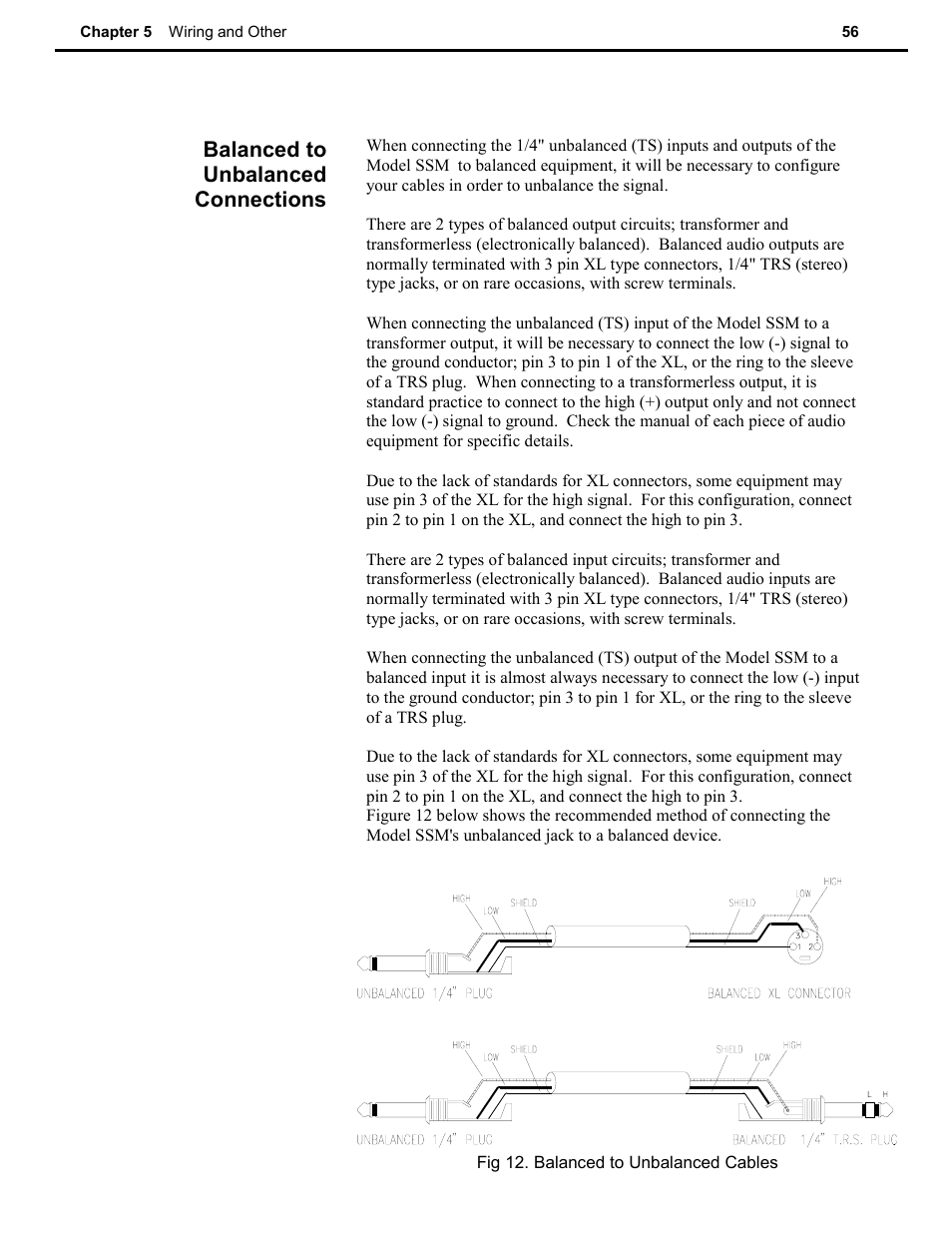 Balanced to unbalanced connections | Speck Electronics SSM User Manual | Page 61 / 61