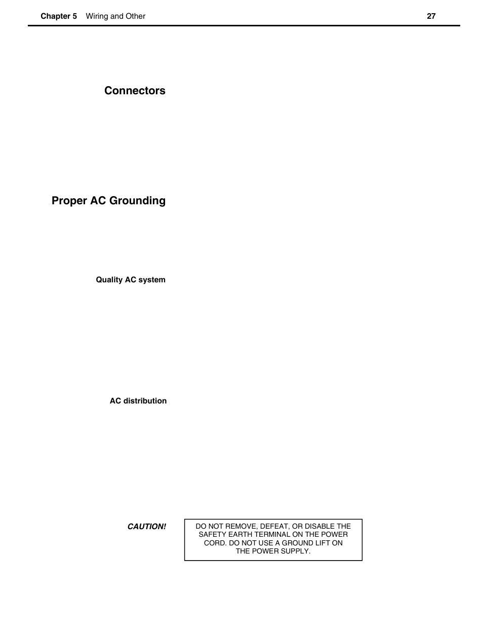 Connectors, Proper ac grounding | Speck Electronics EQ16 User Manual | Page 31 / 33