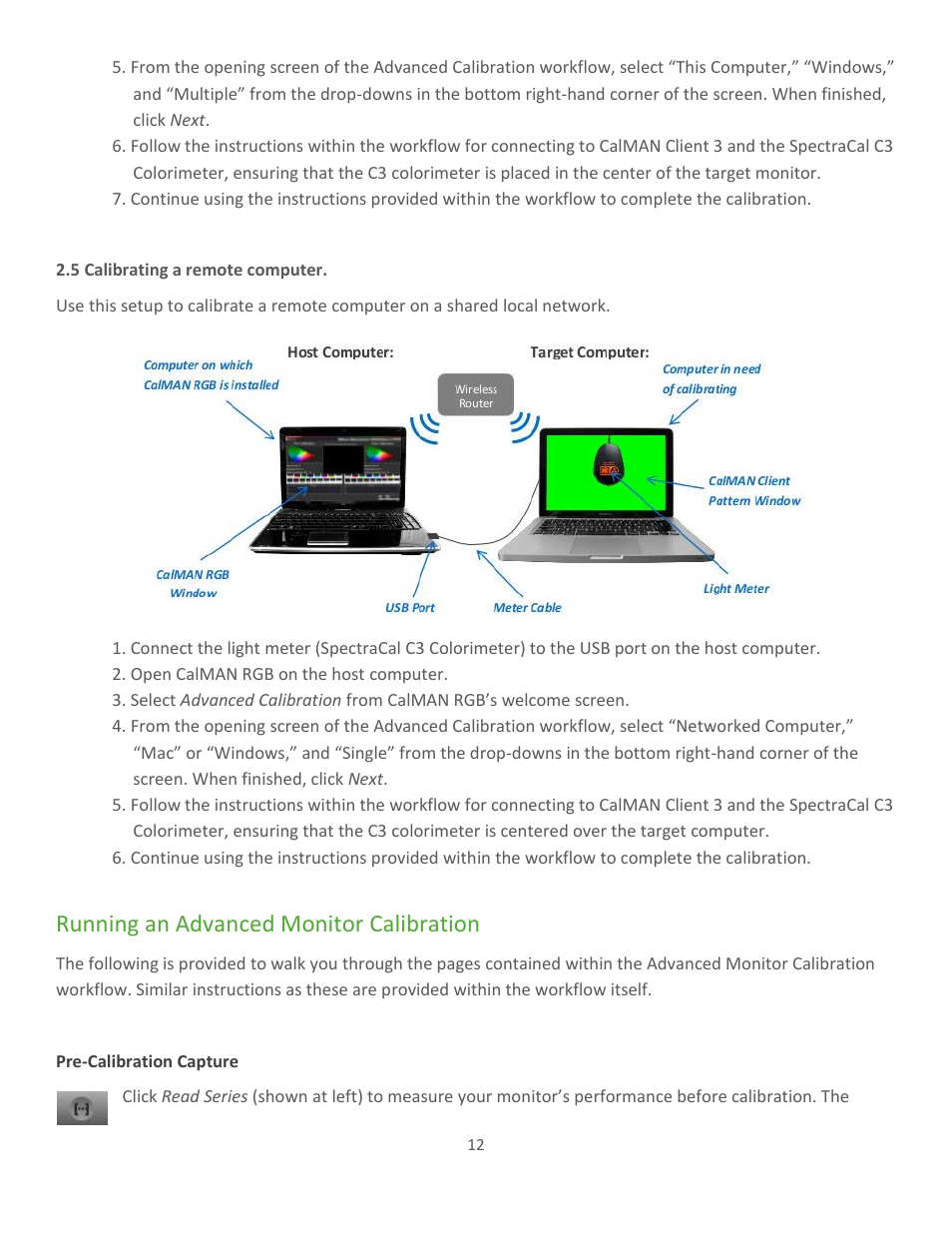 Running an advanced monitor calibration | SpectraCal CalMAN RGB User Manual | Page 12 / 14