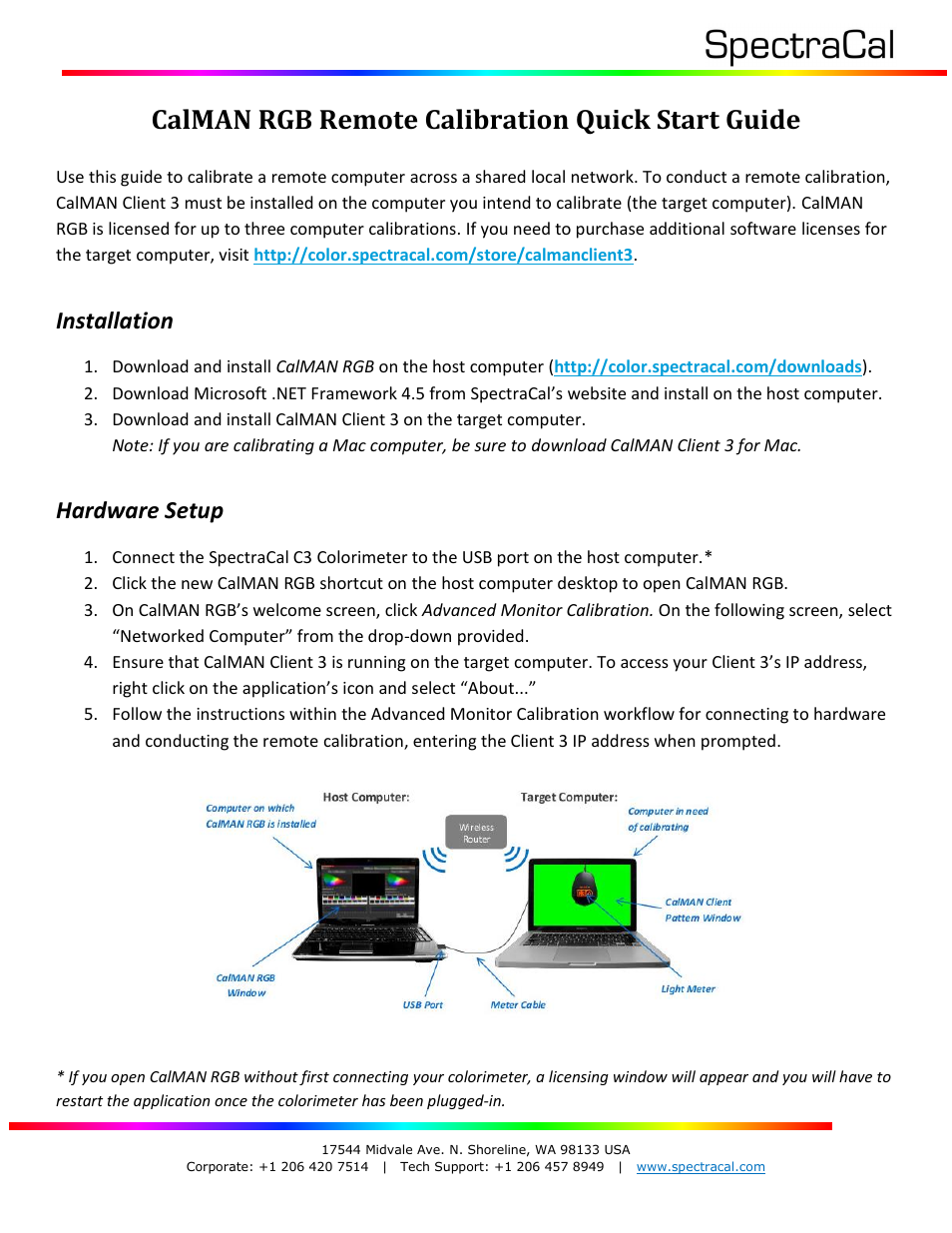 SpectraCal CalMAN RGB User Manual | 1 page