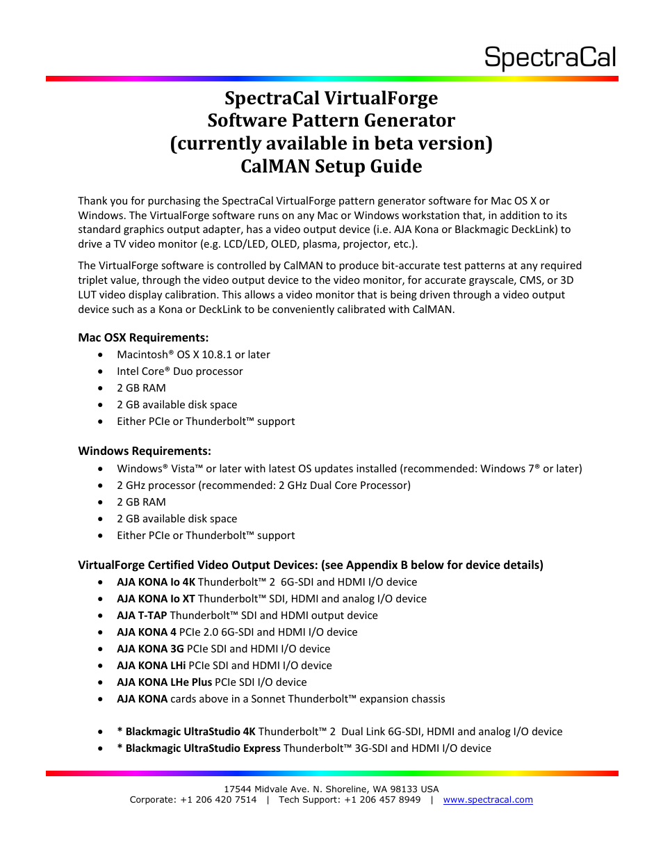 SpectraCal VirtualForge Software User Manual | 17 pages