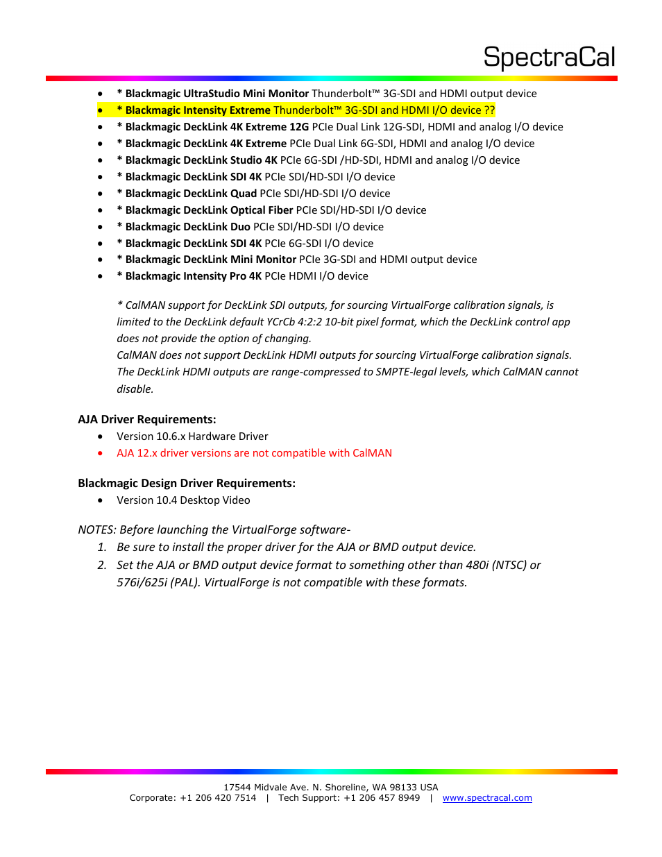 SpectraCal VirtualForge Software User Manual | Page 2 / 17