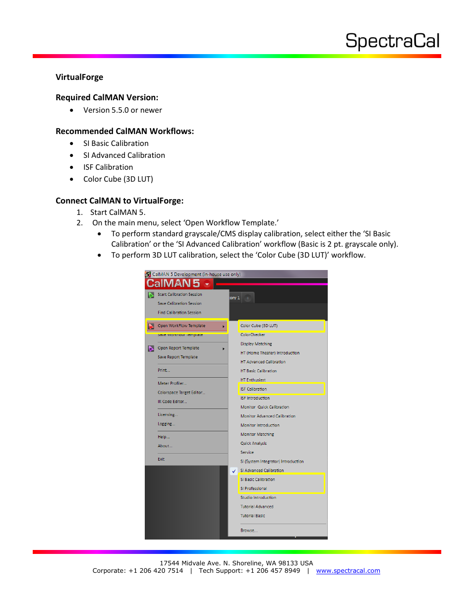 SpectraCal VirtualForge Software User Manual | Page 7 / 17