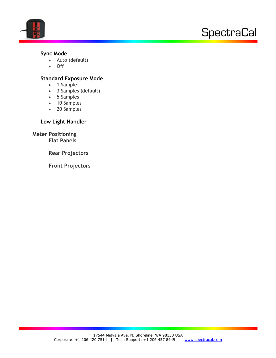 SpectraCal C6 User Manual | Page 3 / 3