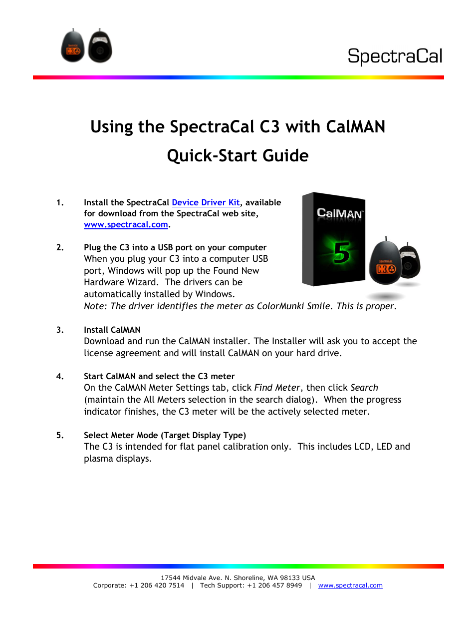 SpectraCal C3 User Manual | 1 page