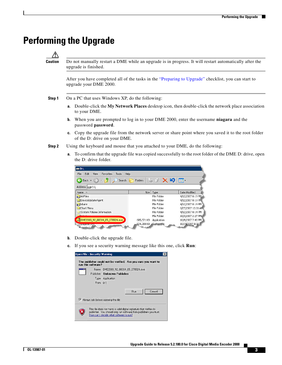 Performing the upgrade | Cisco 2000 User Manual | Page 3 / 6