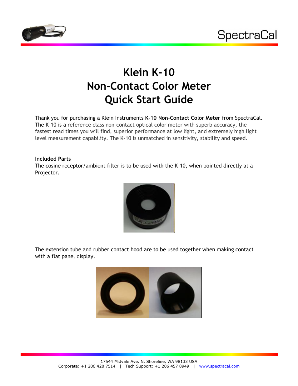 SpectraCal Klein K10-A User Manual | 4 pages