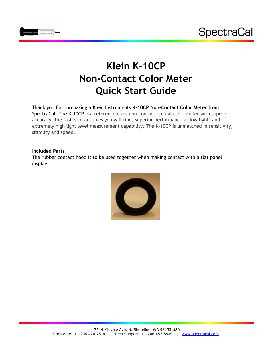 SpectraCal Klein K10 Cinema Pro User Manual | 3 pages