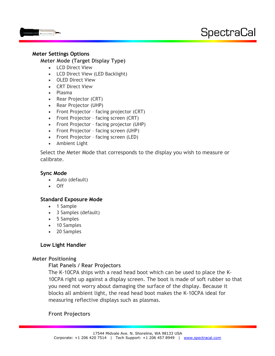 SpectraCal Klein K10 Cinema Pro User Manual | Page 3 / 3