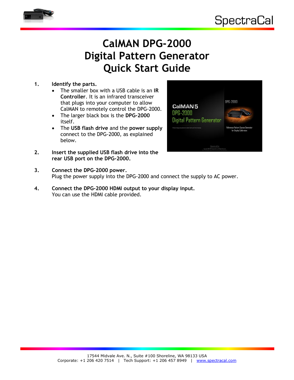 SpectraCal CalMAN DPG-2000 User Manual | 4 pages