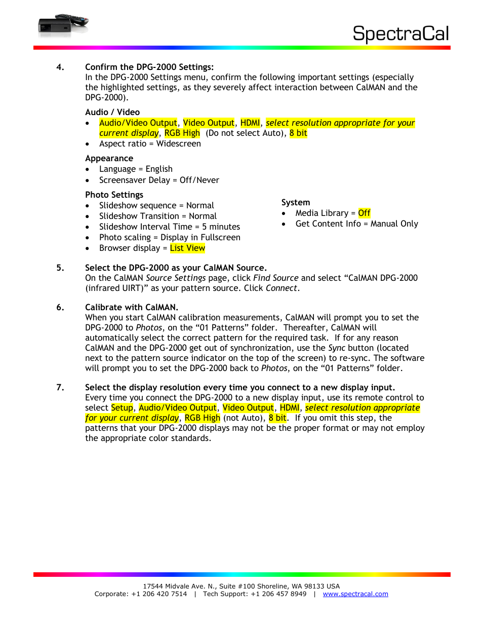 SpectraCal CalMAN DPG-2000 User Manual | Page 3 / 4