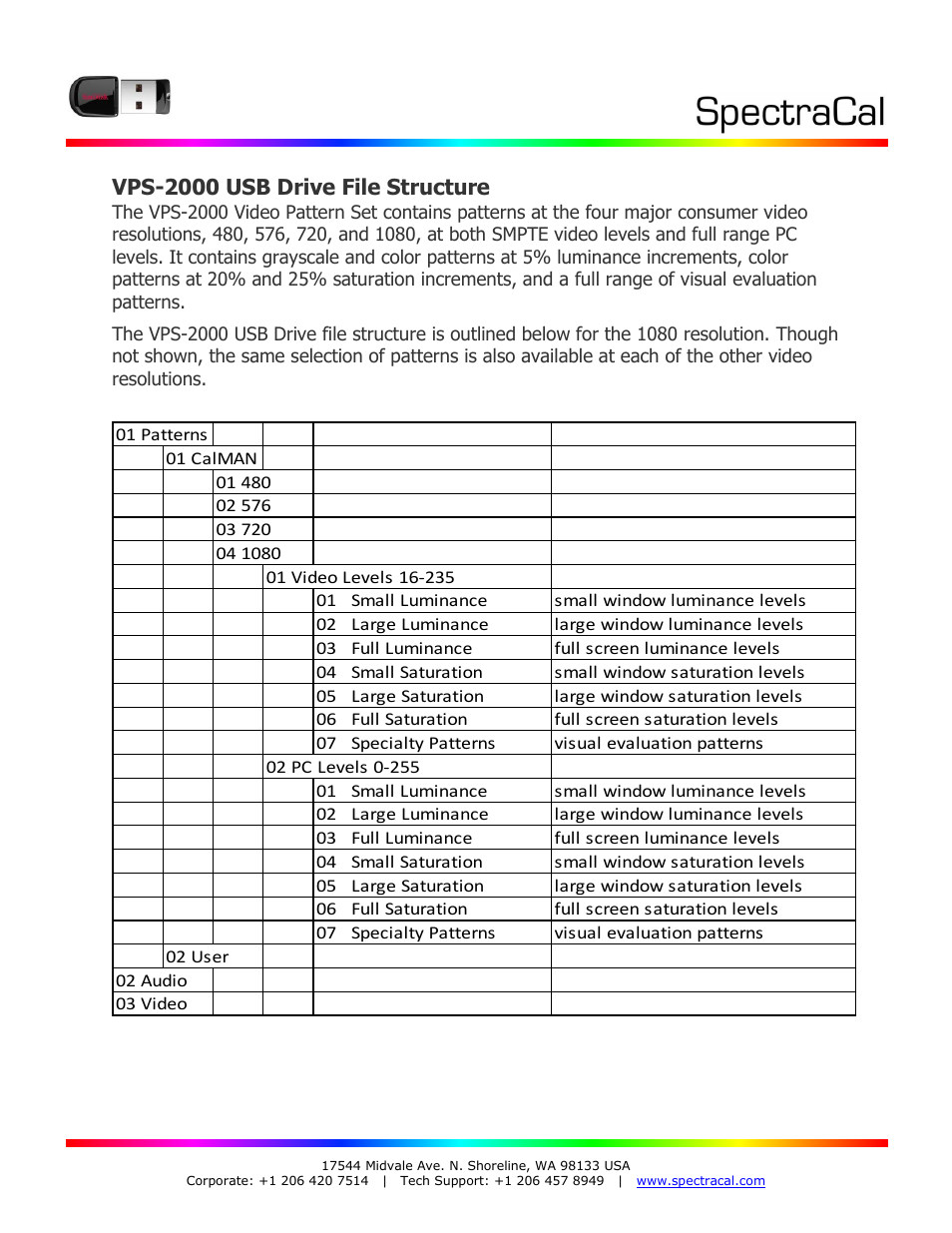 Vps-2000 usb drive file structure | SpectraCal CalMAN VPS-1000 User Manual | Page 2 / 2