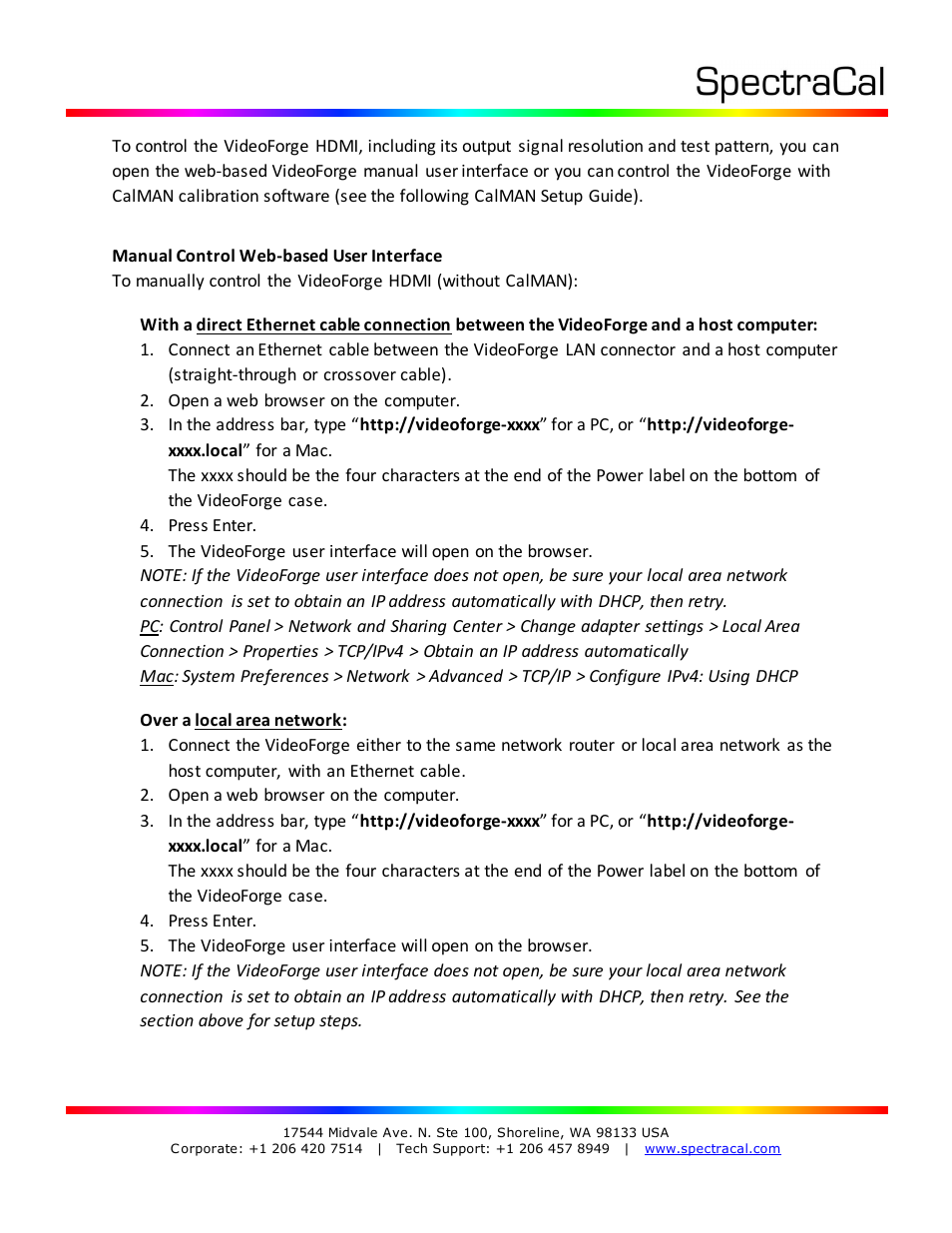 SpectraCal VideoForge HDMI User Manual | Page 2 / 7